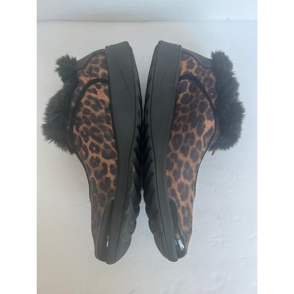BZees Golden Zip Faux Fur Black/Brown Leopard Print Bootie Comfort Shoes Sz 11M - Picture 4 of 11